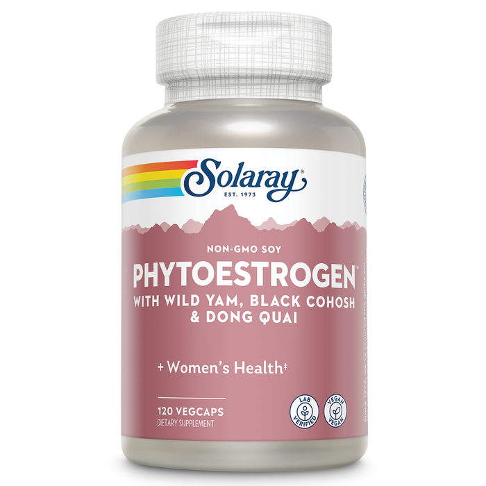 Solaray PhytoEstrogen Menopause Supplements - Wild Yam, Black Cohosh, and Dong Quai Estrogen Pills for Women's Health - Vegan, Lab Verified, 60-Day Guarantee