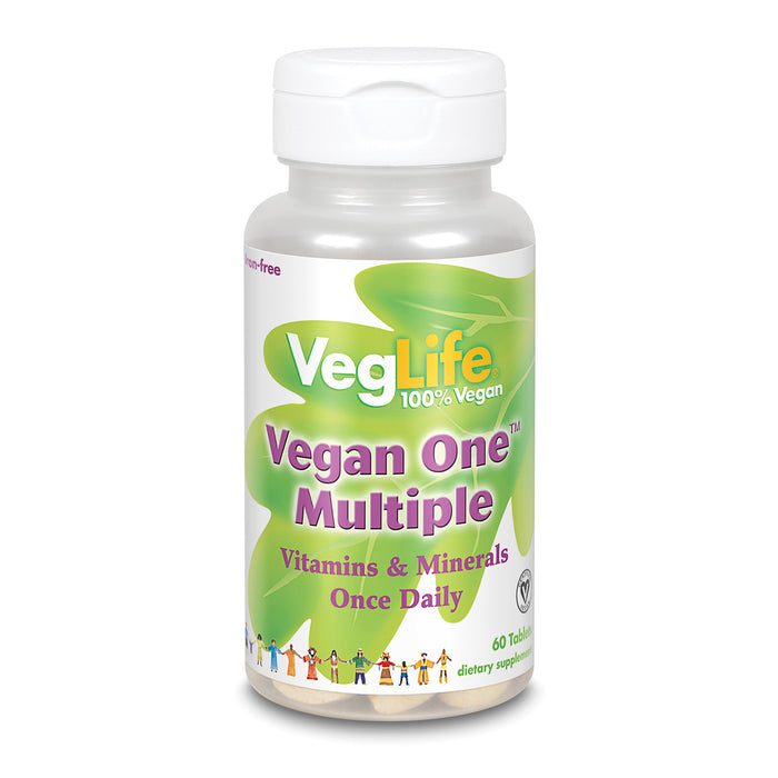 VegLife Vegan One Multiple, Iron-Free | Once Daily Multivitamin & Mineral Complex | Certified Vegan | 60 Tabs, 60 Serv.