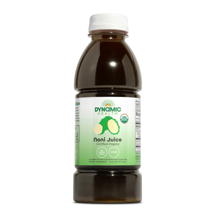 Dynamic Health Organic Noni Juice, 100% Juice No Additives, Immune System Support, Increase Energy, Antioxidant Supplement, Vegan, Gluten Free, Non-GMO, 16 Fl oz