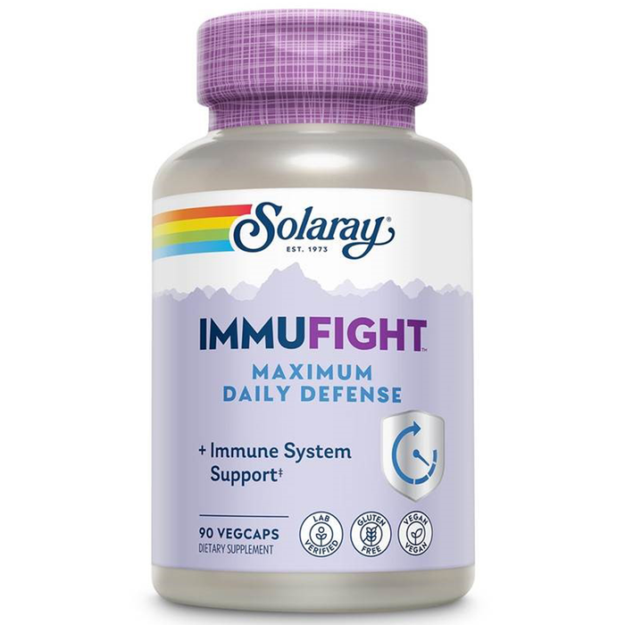 SOLARAY ImmuFight Maximum Daily Defense - Immune Support Supplement, All Day Wellness Formula, Vitamin C 1000mg, Vitamin D, Zinc, Probiotics, Vegan, Gluten Free, 60 Day Guarantee, 30 Serv, 90 VegCaps