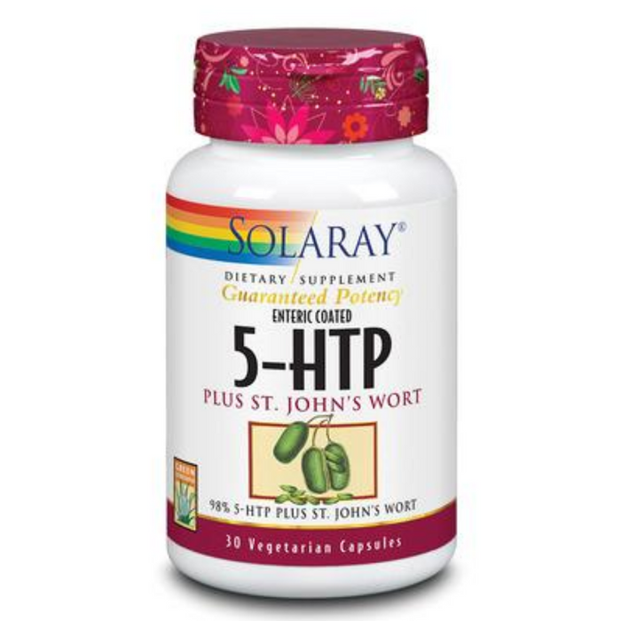 Solaray 5-HTP Plus St John's Wort - 30 Enteric-Coated Capsules - 100 mg - 30 Servings