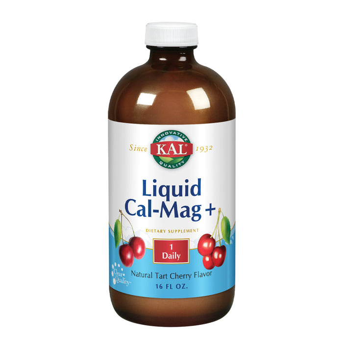 KAL Liquid Cal-Mag+ Vitamin D-3 | Natural Tart Cherry Flavor | Healthy Bones, Muscle & Heart Support | 30 Serv | 16 oz