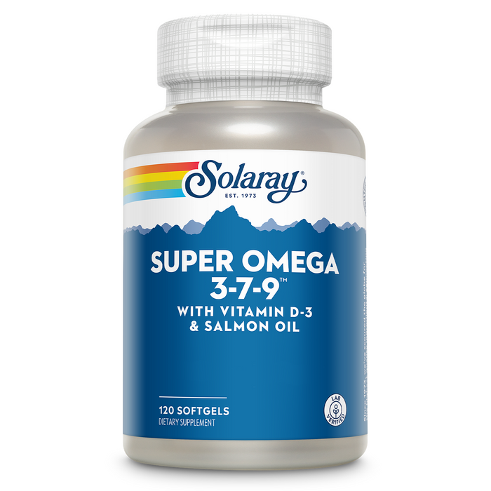 Solaray Super Omega 3 7 9 Supports Healthy Skin, More EPA, DHA, Essential Fatty Acids from Fish Oil Mini Softgel, 120ct