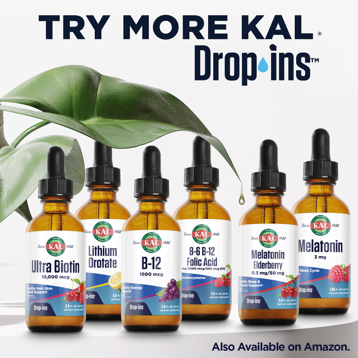 KAL D3 K2 DropIns 125 mcg / 500 mcg Liquid Vitamin D3 K2 Drops, Bone Health, Heart Health and Immune Support Supplement, Natural Citrus Flavor, 60-Day Money Back Guarantee, Approx. 59 Serv, 2 FL OZ