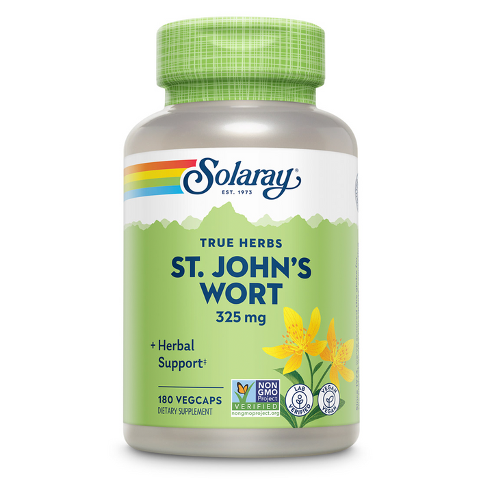 Solaray St Johns Wort 325 mg Whole Aerial - Health and Mood Support Supplement - 60-Day Money Back Guarantee - Non-GMO, Vegan, Lab Verified