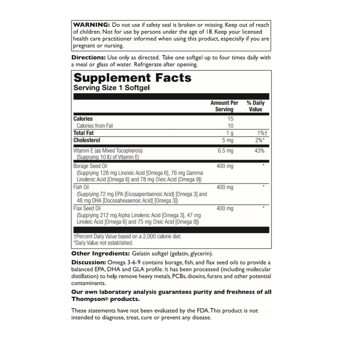 Thompson Omega 3-6-9 1200mg | 120ct