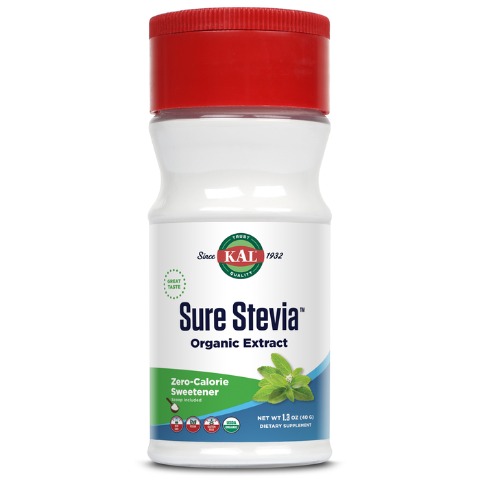 KAL Sure Stevia Extract, Organic Stevia Powder, Low Carb, Zero Calorie Sweetener, Keto Friendly, Great Taste, Low Glycemic, Vegan, Gluten Free, No Fillers, 60-Day Guarantee ( Approx. 690 Servings, 1.3oz)