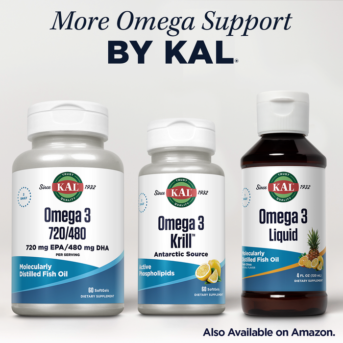 KAL Ultra Omega 3 6 9 1200mg, Fish Oil, Cold Pressed Borage Oil and Organic Flaxseed Oil, Heart Health and Joint Support Supplement, Molecularly Distilled, Solvent Free, 60-Day Guarantee